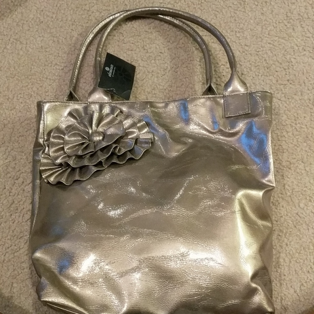 Metallic gold hand bag